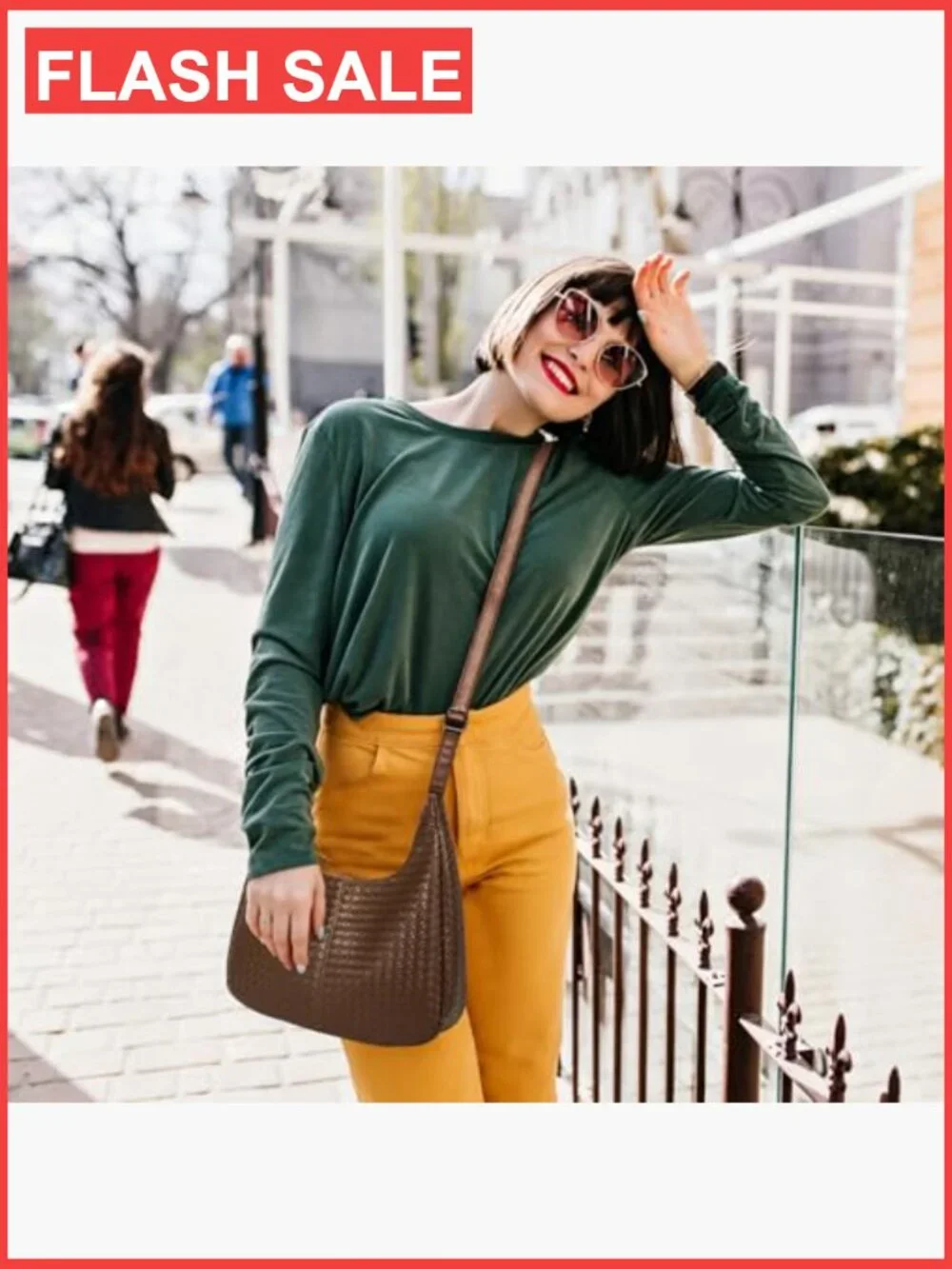 Woven Hobo Bag Crossbody Shoulder Tote Faux Leather Purse